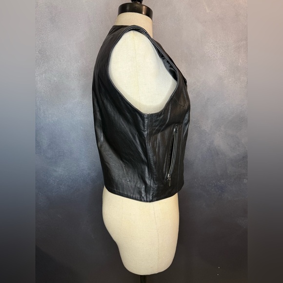 Harley-Davidson Women's Genuine Leather Sleeveless Biker Vest - Size M - Picture 6 of 13